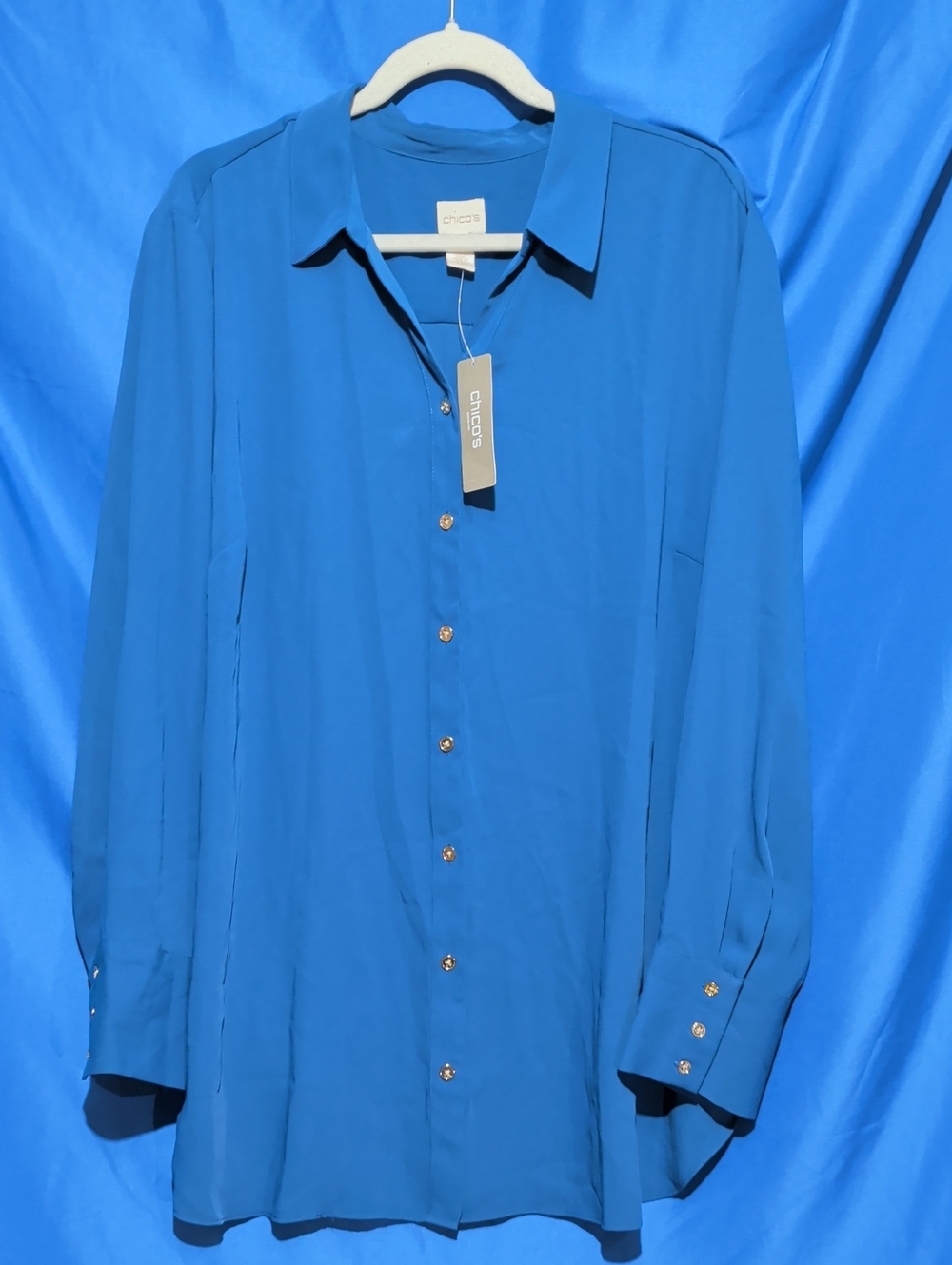 Chico's Women's Blue Button-Front Shirt Chico's 4 Or US 20/22